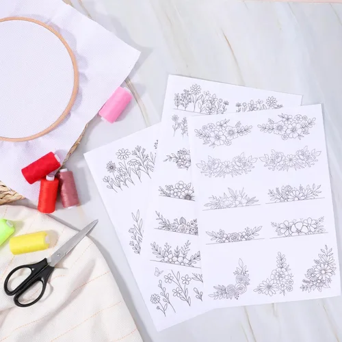 Miniatura 7 de Estabilizador de Bordado Soluble en Agua 3 Hojas Estabilizador Soluble en Agua para Patrones de Bordado Papel para Pegar y Coser Diseños de Papel