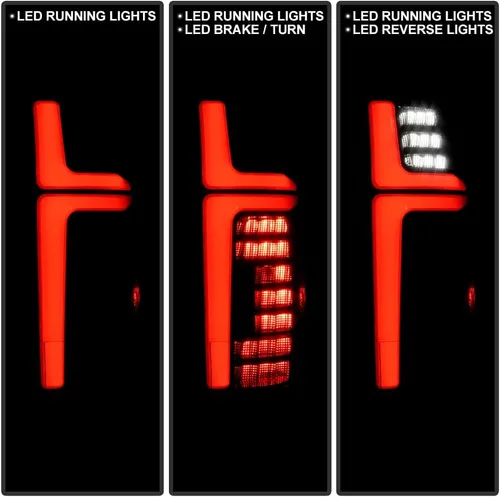 Miniatura 7 de KEEKPO - Para 2007-2013 Chevy Suburban 1500 2500 Tahoe GMC Yukon Luces de cola traseras completas LED negras con lámparas de freno, juego Negro ónice
