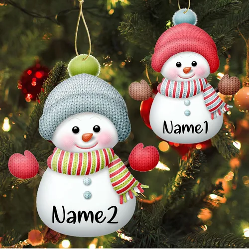 Miniatura 3 de Adornos de Navidad personalizados para la familia, 7 piezas de muñecos de nieve de Navidad personalizados con nombres, decoración colgante