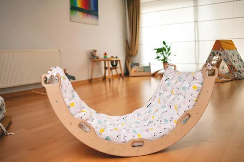 Miniatura 7 de Arco de escalada Arco de balancín Montessori Arco con almohada acogedora Arco de escalada de madera con cojín Arco de escalada de madera