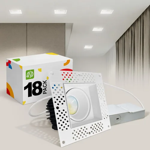 Miniatura 14 de ASD Luces LED empotrables sin moldura de 1 pulgada, 7W 120V Triac redondas para uso comercial, iluminación regulable sin lata para techo con caja