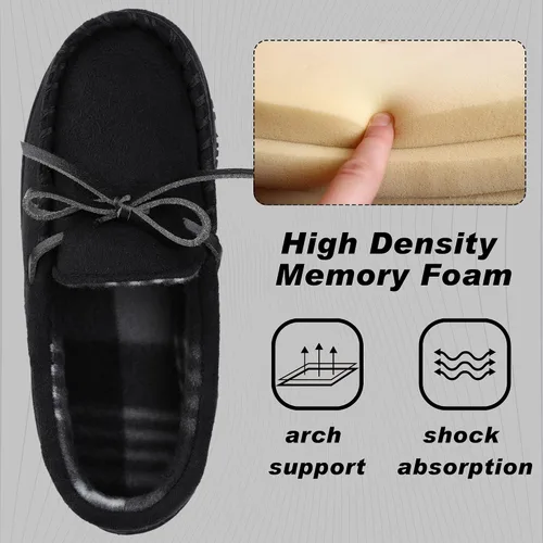 Miniatura 2 de NCCB Boys House Slippers Memory Foam Moccasin Shoes Furry Plush Lining Non Slip Indoor Outdoor Boys Slippers for Big Kids Little Kids