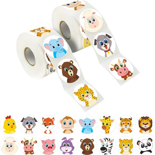 Miniatura 10 de 600 calcomanías motivacionales de animales de dibujos animados, decoración de fiesta, incentivo de recompensas para maestros, paquete de 16 diseños