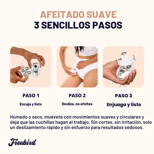 Miniatura 6 de Freebird FlexSeries Maquinilla de Afeitar Eléctrica para Mujeres - Piernas Suaves como Seda, Vello Corporal y Afeitadora Púbica - para Área Privada