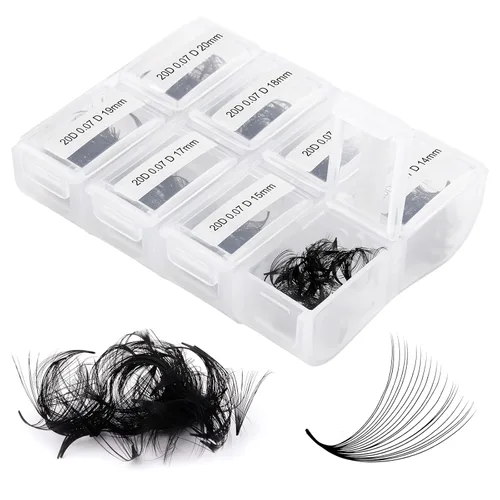 Miniatura 125 de Extensiones de Pestañas Rizo D 0.59-0.79 pulgadas Bandeja Mixta Seda Extensiones de Pestañas Clásicas Suministros Extensiones de Pestañas