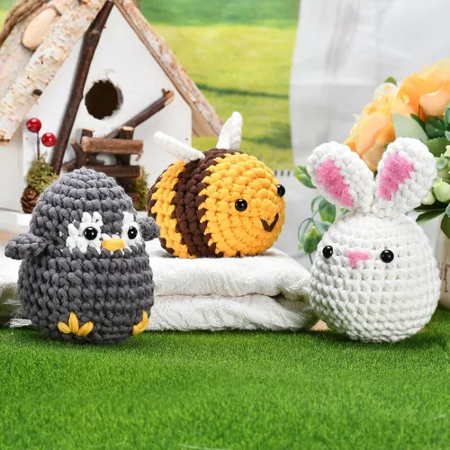 Miniatura 7 de Zepiany Kit de ganchillo para principiantes con hilo para principiantes, kit de ganchillo Amigurumi para principiantes, kit de tejer animales