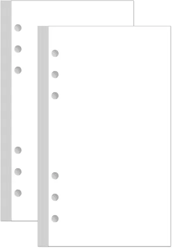 Paquete de 2 hojas sueltas A6 de papel de repuesto en blanco, 200 hojas/400 páginas para carpetas personales Filofax, 6 agujeros perforados, páginas
