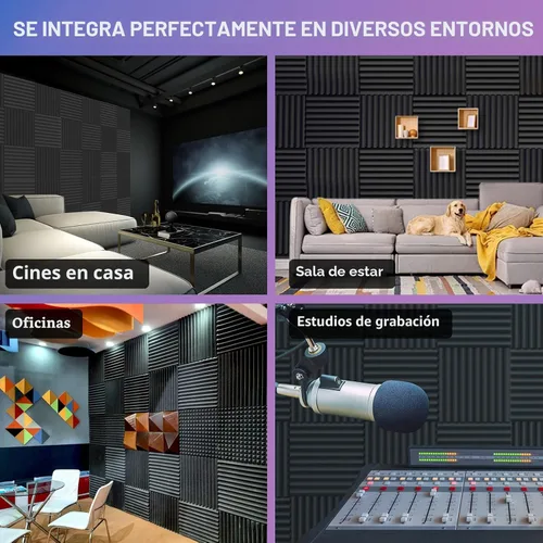 Miniatura 7 de JBER Paquete de 12 paneles de espuma acústica, paneles de espuma con aislamiento de sonido de 1 x 12 x 12 pulgadas para paredes, cuñas de Negro No