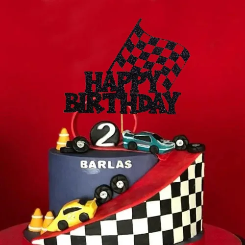 Miniatura 7 de Decoración para pastel de auto, decoración de pastel de autos de carreras para autos de carreras, bandera a cuadros, suministros para fiestas
