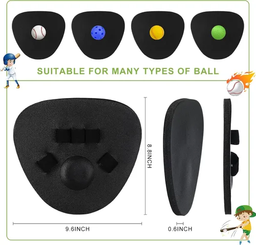 Miniatura 2 de Guante de entrenamiento de béisbol Leyndo con espuma para campo, guante de entrenamiento de campo para manos rápidas, práctica de bateo con dos Negro