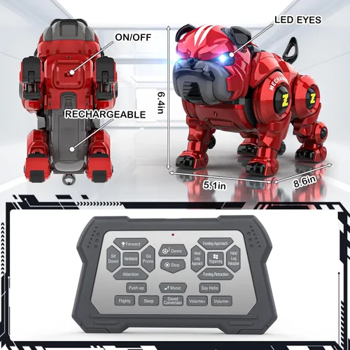 Miniatura 5 de Lterfear Robot Perro para Niños, Robot de Control Remoto Recargable Programable Robo Perro con Función de Cantar, Bailar, Tocar, Juguetes Robóticos