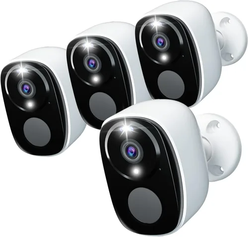 Paquete de 4 cámaras de seguridad inalámbricas para exteriores 2.4G y 5G WIFI, cámara interior alimentada por batería 2K para seguridad del hogar