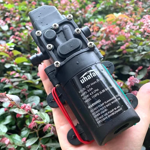 Miniatura 7 de Bomba de agua dulce de 12 V CC con 2 abrazaderas de manguera, bomba de diafragma de 12 voltios, bomba de rociador autocebante con interruptor