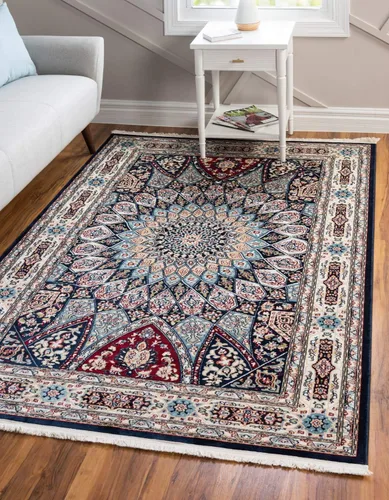Miniatura 52 de Unique Loom Colección Narenj - Adams - Alfombra ovalada (2 pies 2 pulgadas x 3 pies 1 pulgada, color azul/borgoña)