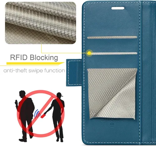 Miniatura 2 de Funda para iPhone 13, Funda Cartera de Cuero PU Premium con Tapa Plegable con [Bloqueo RFID][Portador de Tarjetas][Función de Soporte] Protección