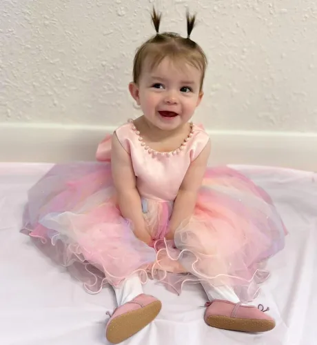 Miniatura 2 de LZH - Vestido de bebé para niñas con volante, encaje, espalda descubierta y lazo - Incluye accesorio para la cabeza - Vestido con flores