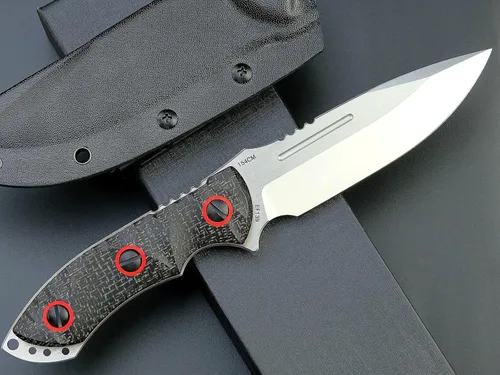 Miniatura 3 de Eafengrow EF139 Cuchillo de hoja fija, hoja de acero de 60.6 in, mango Micarta con espiga completa, herramienta EDC cuchillo recto para trabajar