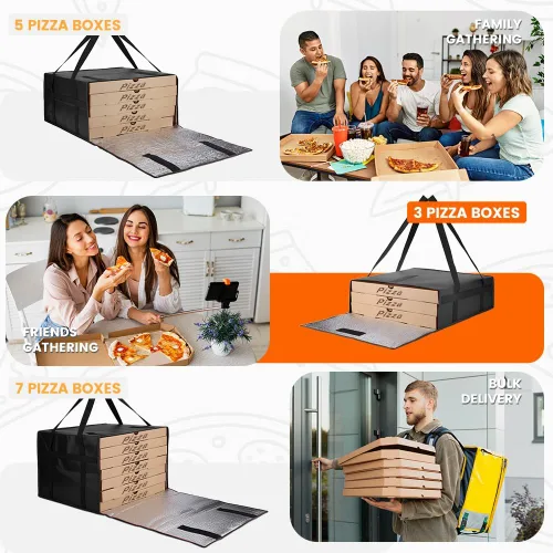 Miniatura 6 de Bodaon Bolsas de pizza para entrega, bolsa de entrega de pizza aislada para conductores de entrega, 20 x 20 x 6 pulgadas, bolsas calentadoras