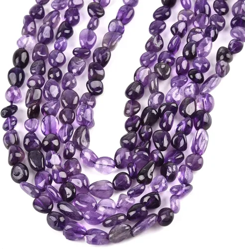 Miniatura 4 de HAAMIIQII - Cuentas sueltas de cristal de amatista púrpura natural de 5-8 mm, pequeñas, irregulares, en forma libre, pulidas, para hacer joyas, 38