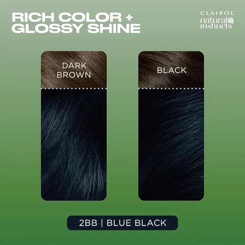Miniatura 5 de Clairol Natural Instincts - Tinte semipermanente para el cabello, color negro azul 2BB, paquete de 1 unidad 2BB Azul Negro