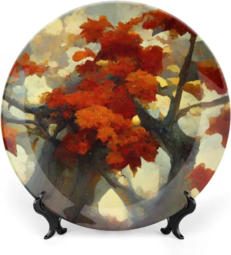 Miniatura 8 de Platos decorativos de Acción de Gracias para decoración del hogar, temporada de otoño de Japón, árboles de arce, ríos y barcos, bandeja decorativa