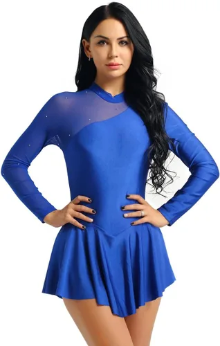 Miniatura 2 de YiZYiF Lyrical - Vestido de patinaje sobre hielo para mujer, manga larga, elastano, leotardo de gimnasia