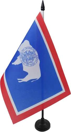 Miniatura 19 de Bandera de mesa de Colorado de 4 x 6 pulgadas, bandera de escritorio del estado de Colorado de EE. UU., 5.9 x 3.9 in, palo y base de plástico negro