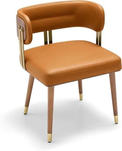Miniatura 16 de ARTPLAN Juego de 2 sillas de comedor de cuero de nogal, modernas sillas de cocina con cojín de espuma de alta resistencia y marco de acero 2-Azul