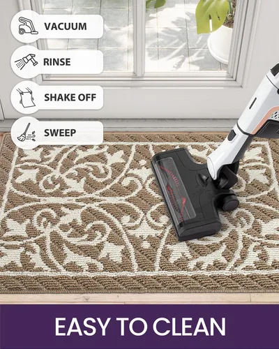 Miniatura 8 de DEXI Felpudo para puerta frontal del pasillo, alfombra de bienvenida interior, delgada de bajo perfil, antideslizante y lavable, para atrapar