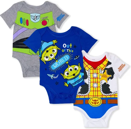 Disney Baby Toy Story Mickey Mouse Cars Winnie the Pooh - Paquete de 3 mamelucos para recién nacidos y bebés