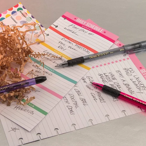 Miniatura 4 de Pentel Rsvp - Bolígrafos de punta media, 0.039 in, 8 colores surtidos con agarre de goma sin látex para una escritura cómoda, paquete de 16