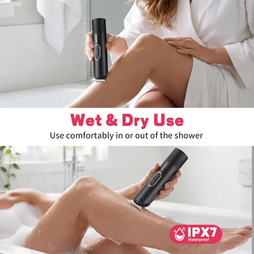 Miniatura 3 de PRITECH Recortadora de pelo Pubic para mujer, recortadora de bikini recargable para mujer, cabello púbico, uso húmedo y seco, afeitadora eléctrica