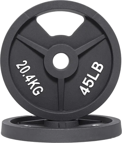Miniatura 30 de Signature Fitness Olympic - Placa de pesas de hierro fundido de 2 pulgadas para entrenamiento de fuerza y levantamiento de pesas, varios tamaños