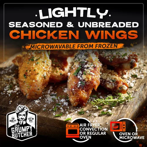 Miniatura 2 de Grumpy Butcher Heritage - Alitas de pollo cocinadas y aptas para microondas, paquete de 2 (20 onzas cada una), con ajo y parmesano de primera