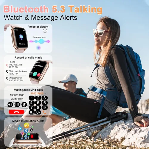 Miniatura 2 de Relojes inteligentes para mujer, contestar/hacer llamadas, reloj de seguimiento de actividad física de 1.83 pulgadas con monitor de frecuencia Negro