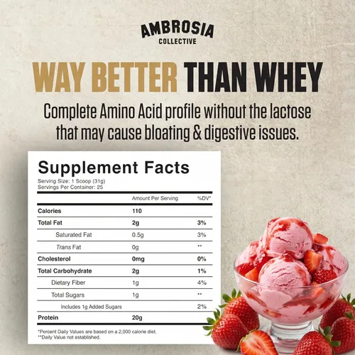 Miniatura 2 de Ambrosia Planta - Polvo de proteína a base de plantas 20g Polvo de proteína vegana libre de lácteos con aminoácidos BCAA Apto para dieta