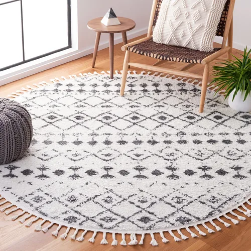 Miniatura 31 de SAFAVIEH Berber Fringe Shag Collection - Alfombra decorativa de 2 pies 2 pulgadas x 4 pies, color crema y gris oscuro, diseño que no desprende