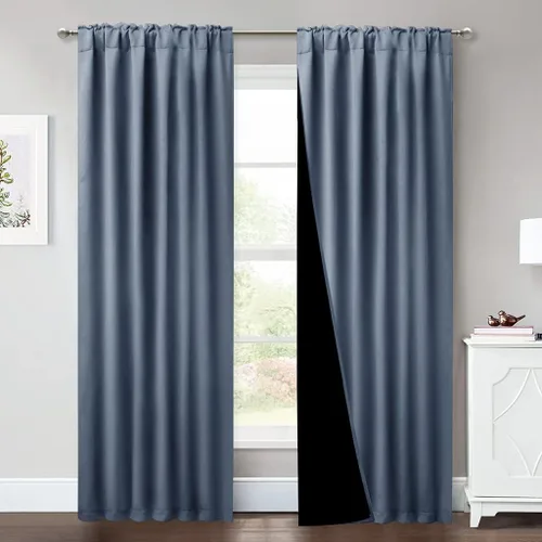 Miniatura 13 de NICETOWN Paneles de cortinas totalmente opacas para dormitorio que reducen el frío, cubiertas de ventana súper gruesas aisladas, cortinas Biscotti