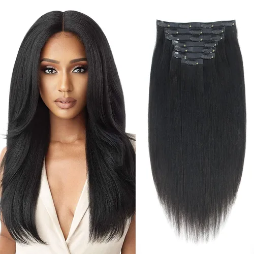 Miniatura 13 de ABH AMAZINGBEAUTY HAIR Extensiones de cabello lacio rizado con clip para mujeres negras, color natural, extensiones de cabello humano virgen