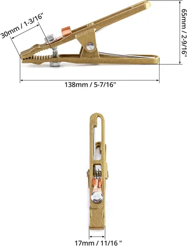 Miniatura 2 de QWORK Abrazadera de tierra de soldadura a tierra 260/300/500A, abrazadera de tierra de soldadura en forma de A de latón, agarre de cobre