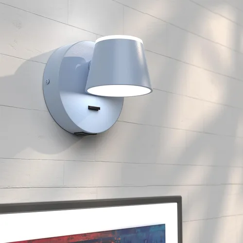 Miniatura 6 de URSOLA Juego de dos lámparas de pared, apliques de pared LED con interruptor de encendido/apagado, puerto de carga USB, 110 voltios, lámpara de Azul