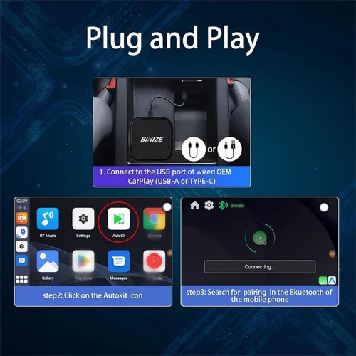 Miniatura 6 de Binize - Caja de Video Multimedia Inalámbrica CarPlay y Android AUTO, Celular 4G, 4GB+64GB, 8 Núcleos, Navegación Integrada Android 13, Soporte SIM