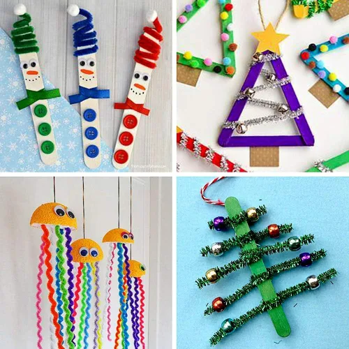 Miniatura 8 de Winlyn Juego de 475 coronas de cascabel de Navidad, adornos para árbol de Navidad, kit de manualidades, tallos de felpilla metálica, pompones