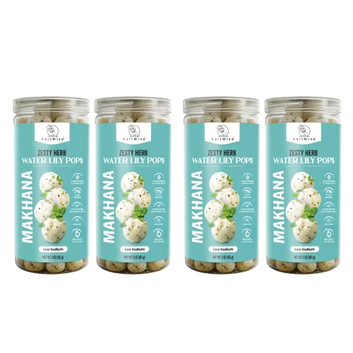 Miniatura 8 de SaltWise Water Lily Pops (Makhana/Fox Nuts) - Aceite de oliva tostado Bajo en sodio Sin gluten, vegano, sin OMG a base de plantas (cebolla crema)