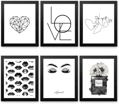 Miniatura 10 de HoozGee Juego de 6 impresiones artísticas de pared de moda, perfumes, pintalabios, pinturas de lienzo, pósteres de decoración de habitación de niñas
