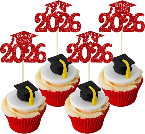 Miniatura 20 de Gyufise 1 paquete de decoración de pastel de graduación 2025 con purpurina de felicitaciones clase de 2025, decoración de pastel de diploma 2025