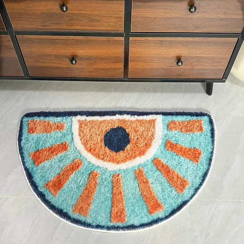 Miniatura 5 de Tapete de baño lavable para baño, 31 x 20 pulgadas, medio círculo, antideslizante, pequeño, absorbente, de secado rápido, alfombra de felpa
