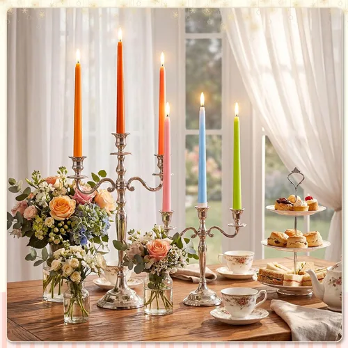 Miniatura 4 de Baquler 24 velas cónicas sin llama de flores silvestres de 11 pulgadas, funciona con pilas, velas LED de plástico con degradado parpadeante