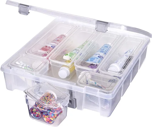 Miniatura 12 de AB Designs 6967ABD Super Satchel con 9 contenedores mezclados en el interior, contenedor apilable para organización de almacenamiento en el hogar