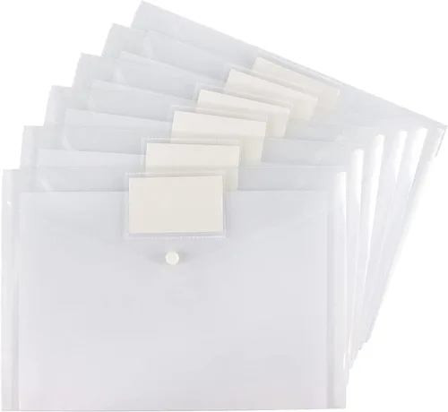 Miniatura 8 de Paquete de 6 carpetas transparentes para documentos, sobres de plástico, sobres de polietileno, sobres para archivos con bolsillo para etiquetas y 6
